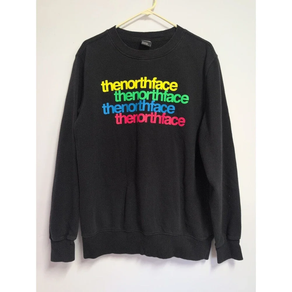The North Face Black Logo Print Standard Fit Pullover Sweatshirt Large